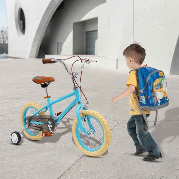 14 inch kinderfiets voor meisjes/jongens, voor kinderen van 3-4 jaar en een lengte van 90-110 cm (blauw)