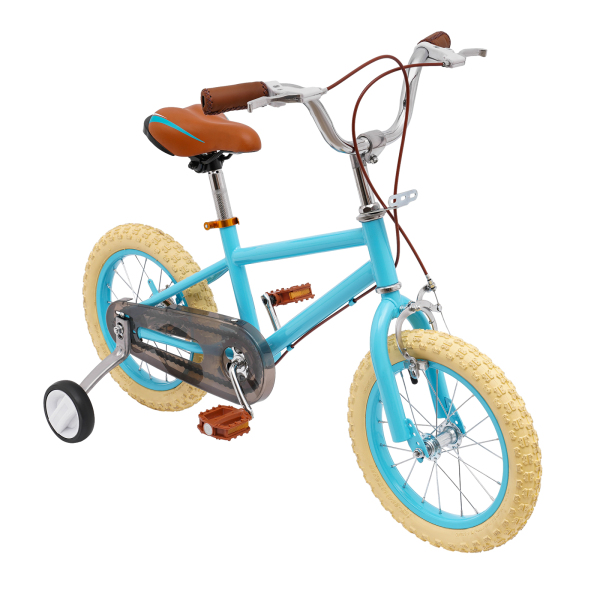 14 inch kinderfiets voor meisjes/jongens, voor kinderen van 3-4 jaar en een lengte van 90-110 cm (blauw)