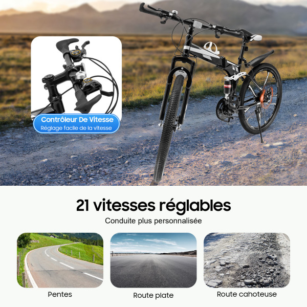 26 inch opvouwbare mountainbike met 21 versnellingen, mountainbike voor tieners