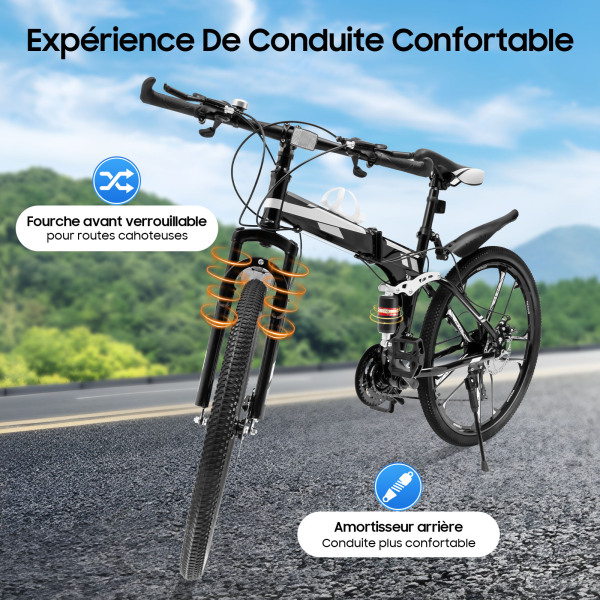 26 inch opvouwbare mountainbike met 21 versnellingen, mountainbike voor tieners