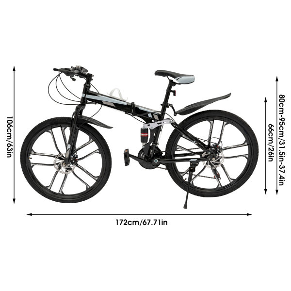 26 inch opvouwbare mountainbike met 21 versnellingen, mountainbike voor tieners