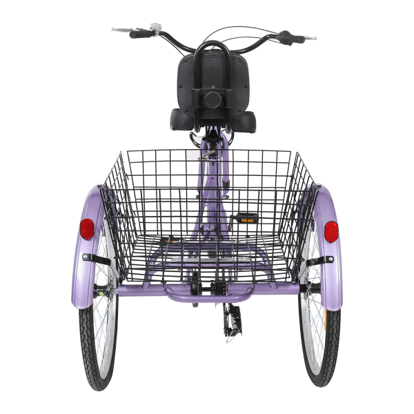 7-versnellingen volwassen driewieler, 24 inch volwassen driewieler, verstelbare volwassen driewieler met mand - paars 7-versnellingen volwassen driewieler, 24 inch volwassen driewieler, verstelbare volwassen driewieler met mand - paars