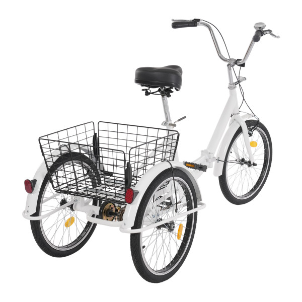 20in Driewieler Fiets Roestbestendige Volwassen Driewieler 3 Wiel Fiets met Anti-slip Banden Spatbord voor Steden Stranden Wit 20in Driewieler Fiets Roestbestendige Volwassen Driewieler 3 Wiel Fiets met Anti-slip Banden Spatbord voor Steden Stranden Wit