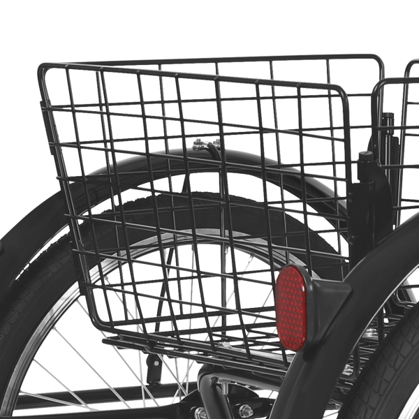 20in Driewieler Fiets Roestbestendige Volwassen Driewieler 3 Wiel Fiets met Anti-slip Banden Spatbord voor Steden Stranden Zwart 20in Driewieler Fiets Roestbestendige Volwassen Driewieler 3 Wiel Fiets met Anti-slip Banden Spatbord voor Steden Stranden Zwart
