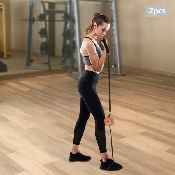 Set trainingsbanden en push-ups, oefenbanden met handvatten, set push-ups en fitnessbanden (oranje)