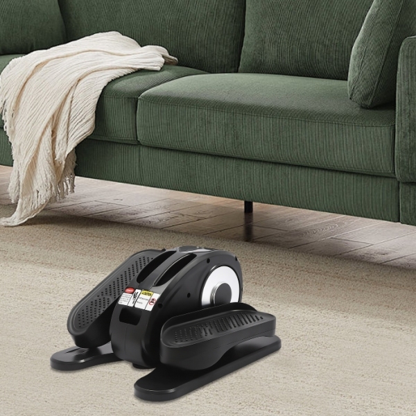 Mini elektrische elliptische trainer, verstelbaar tot 5 niveaus, met LED-scherm, gewicht 25 kg, zilver