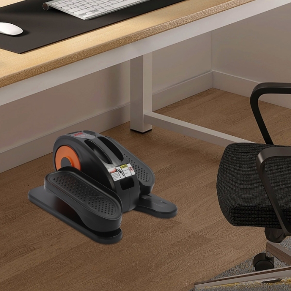 Mini elektrische crosstrainer, verstelbaar in 5 niveaus, met LED-scherm, gewicht 25 kg, oranje