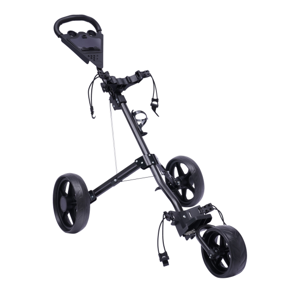Opvouwbare golfkar met 3 wielen en voetrem, open en dicht in één seconde, inclusief gratis bekerhouder