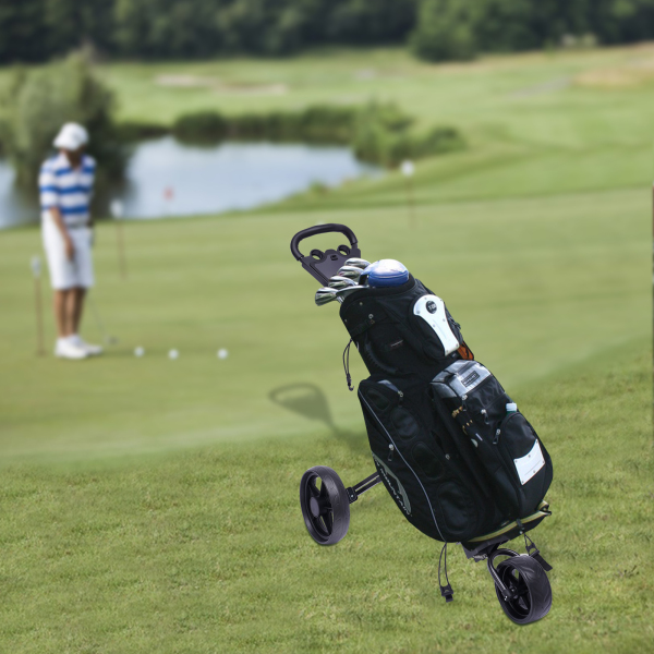 Opvouwbare golfkar met 3 wielen en voetrem, open en dicht in één seconde, inclusief gratis bekerhouder
