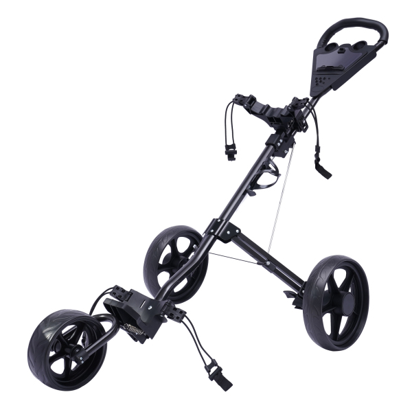 Opvouwbare golfkar met 3 wielen en voetrem, open en dicht in één seconde, inclusief gratis bekerhouder