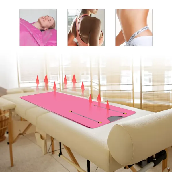 Infraroodsaunamat met afstandsbediening, draagbaar SPA-saunamat, timerfunctie, 2 zonecontroller, 650 W, 180 x 80 cm, roze