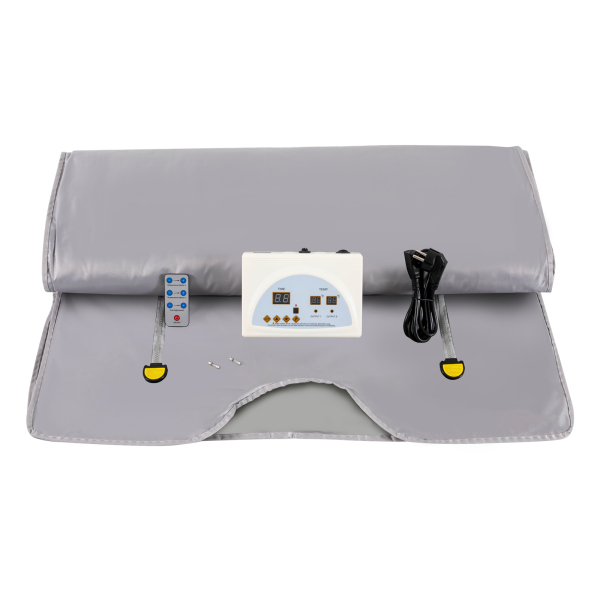 Infrarood saunadeken Saunazak Lichaamsvormende deken 2-zonecontroller Professionele ontgiftingsbehandeling Anti-aging schoonheidsmachine Zilver