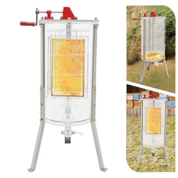 Handmatige honingextractor van acryl met 2 frames Bee Honey Extractor Centrifuge voor imkersaccessoires