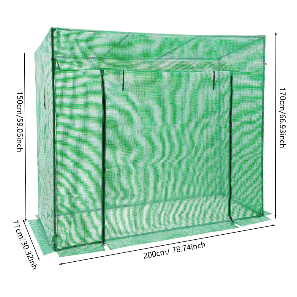 200x77x170cm Plantenkas, Kasset met Raam, Kas voor Buiten - Groen