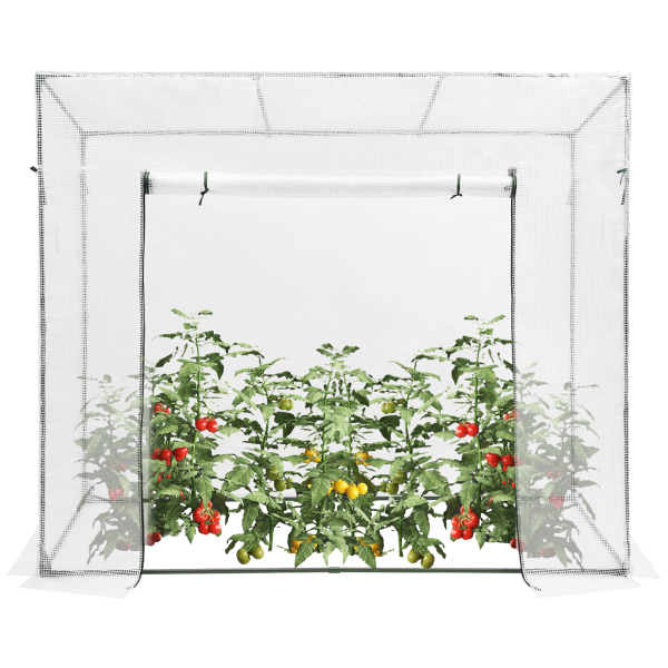 200x77x170cm Plantenkas, Kasset met Raam, Kas voor Buiten - Wit