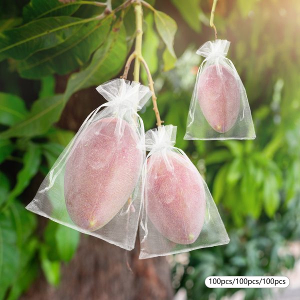 300 st., Fruitbeschermingszakken, Tuinnetzakken met koord, Fruitnetzakken, Wit 300 st., Fruitbeschermingszakken, Tuinnetzakken met koord, Fruitnetzakken, Wit