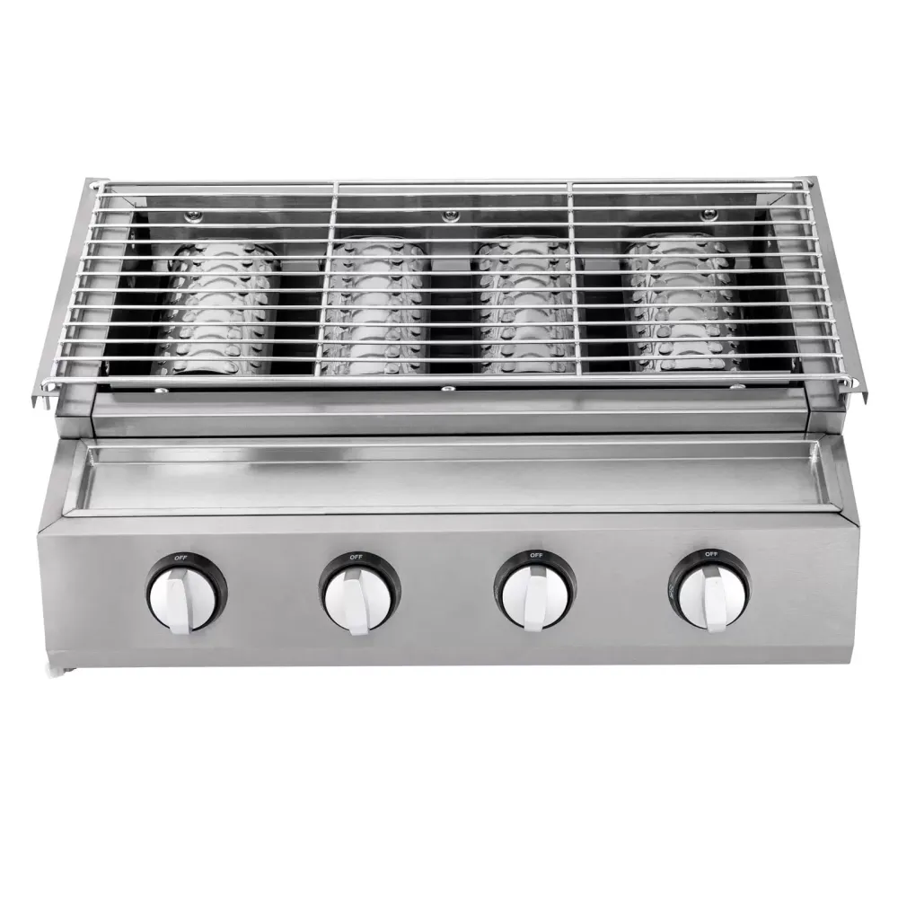 Gasbarbecue, 4 branders, LPG, gas, tafel, barbecue, tuin, RVS steaktafel 2800 Pa