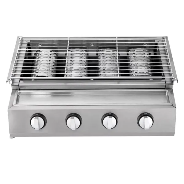 Gasbarbecue, 4 branders, LPG, gas, tafel, barbecue, tuin, RVS steaktafel 2800 Pa