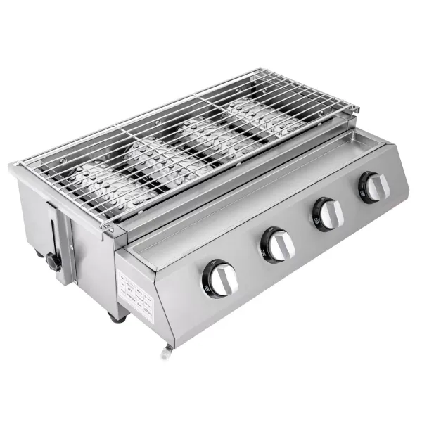 Gasbarbecue, 4 branders, LPG, gas, tafel, barbecue, tuin, RVS steaktafel 2800 Pa