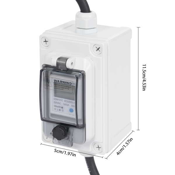 16A HRDQ-01 H07RN-F 3*1.5mm² Mobiele Digitale Elektriciteitsmeter, Draagbare Digitale LED Elektriciteitsmeter, Digitale LED Display Meter