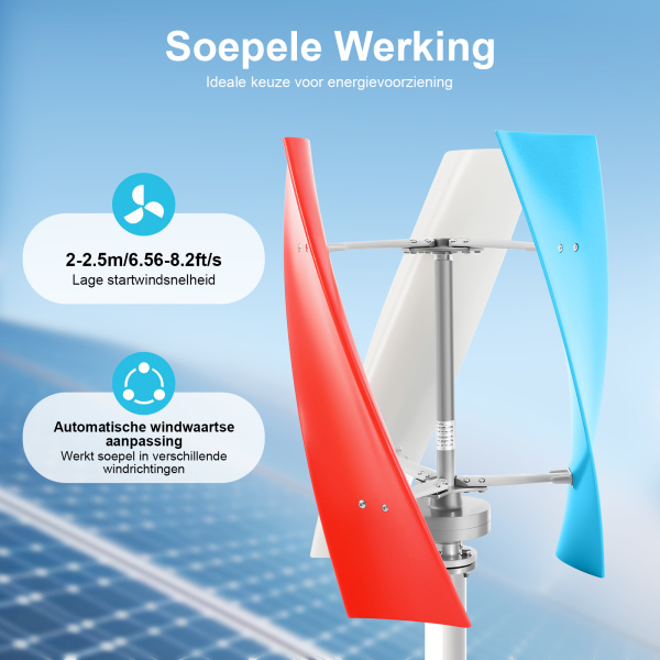 Verticale windturbine 3 bladen met regelaar 24 V 400 W Verticale windturbine met regelaar