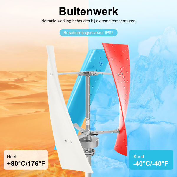 Verticale windturbine 3 bladen met regelaar 24 V 400 W Verticale windturbine met regelaar