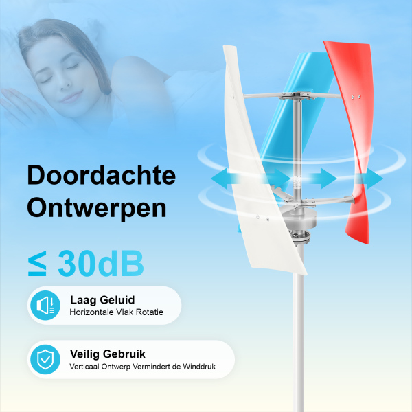 Verticale windturbine 3 bladen met regelaar 24 V 400 W Verticale windturbine met regelaar