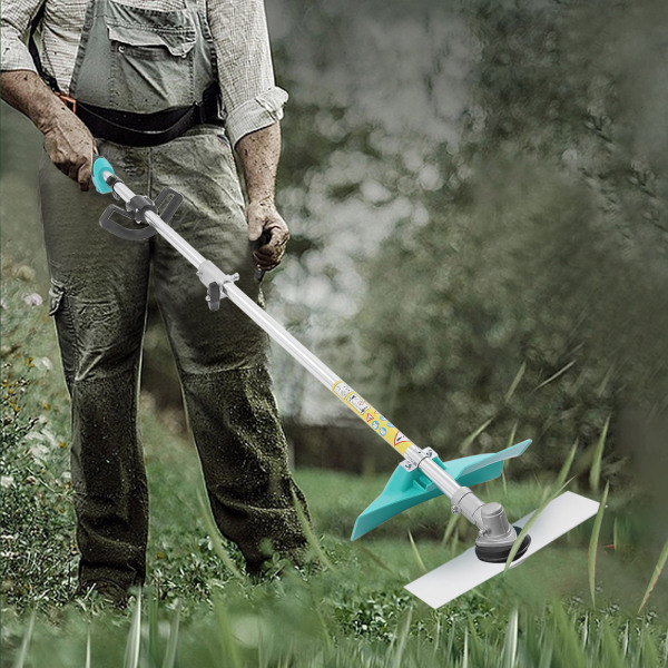 Gazontrimmer met accu Elektrische grastrimmer Snoerloos met wielen en armleuning, 24 V/6Ah lithium accu, 1300 W motorvermogen