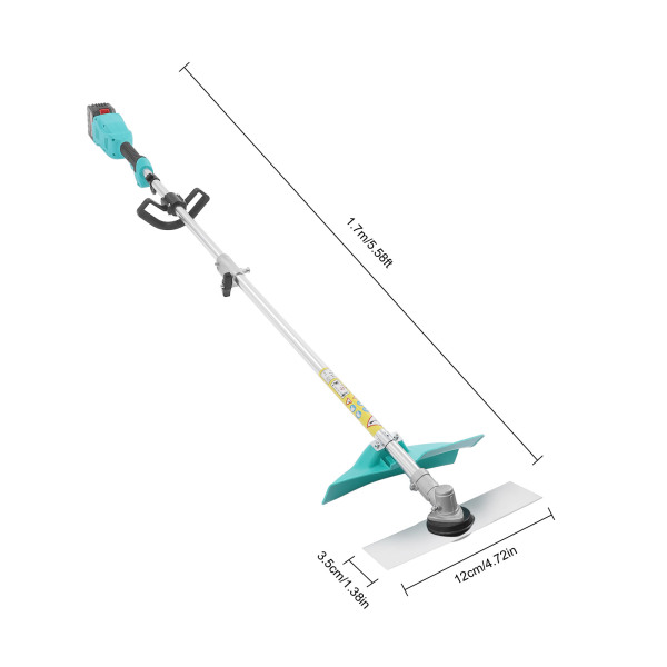 Gazontrimmer met accu Elektrische grastrimmer Snoerloos met wielen en armleuning, 24 V/6Ah lithium accu, 1300 W motorvermogen Gazontrimmer met accu Elektrische grastrimmer Snoerloos met wielen en armleuning, 24 V/6Ah lithium accu, 1300 W motorvermogen