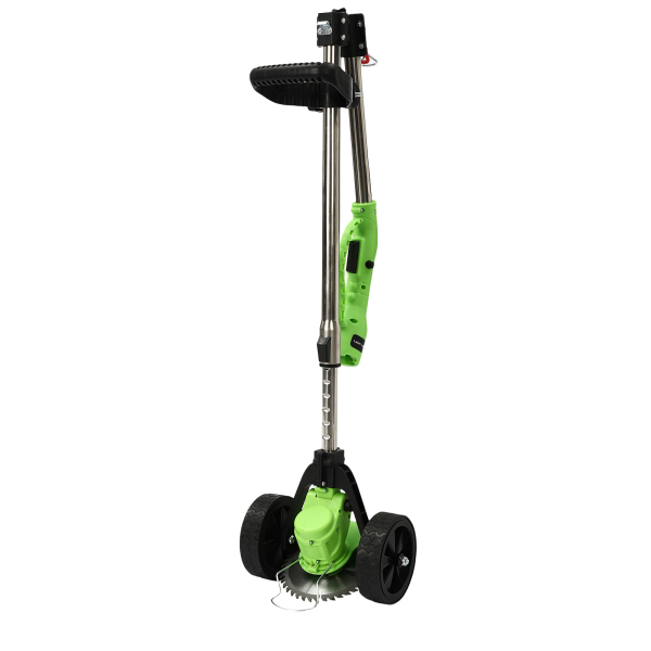 Grastrimmer op batterijen, verstelbare hoogtebedieningshendel, 4 inch cirkelzaagblad (groen)