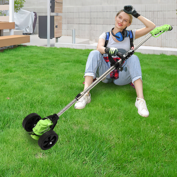 Grastrimmer op batterijen, verstelbare hoogtebedieningshendel, 4 inch cirkelzaagblad (groen) Grastrimmer op batterijen, verstelbare hoogtebedieningshendel, 4 inch cirkelzaagblad (groen)