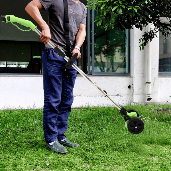 Grastrimmer op batterijen, verstelbare hoogtebedieningshendel, 4 inch cirkelzaagblad (groen)