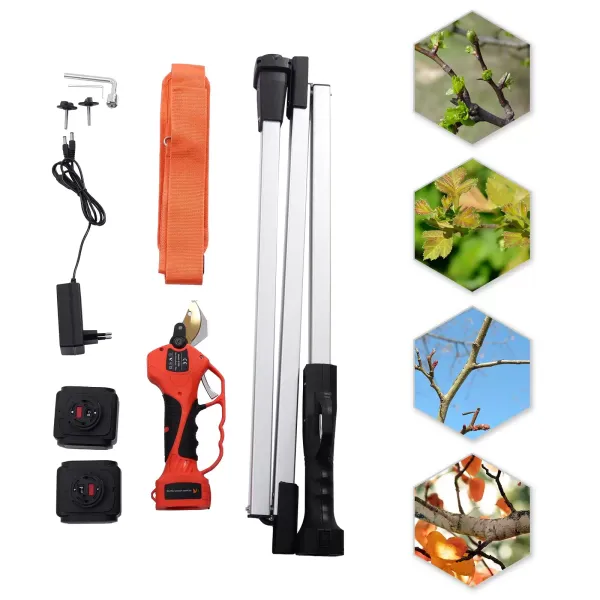 Krachtige elektrische trimmer, draadloze snoeischaar met hoog verlengstuk, kantelbare kop, draagriem, 2 x 21 V lithiumbatterijen Krachtige elektrische trimmer, draadloze snoeischaar met hoog verlengstuk, kantelbare kop, draagriem, 2 x 21 V lithiumbatterijen