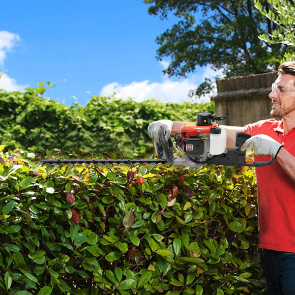 Trimmer, heggenschaar, heggenschaar met dubbele rand
