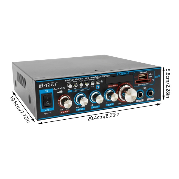 HiFi-stereoversterker - Digitale Bluetooth - FM-audioversterker - 12V/220V - 2CH Ingebouwde Bluetooth-versterker
