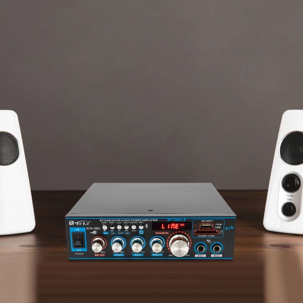 HiFi-stereoversterker - Digitale Bluetooth - FM-audioversterker - 12V/220V - 2CH Ingebouwde Bluetooth-versterker