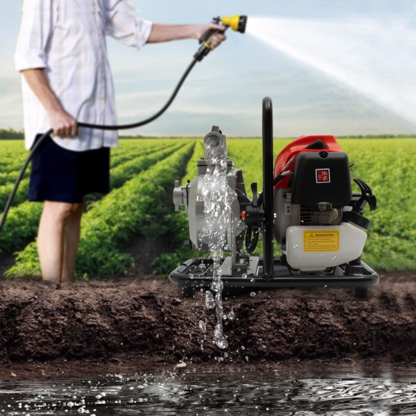 CNCEST 43CC 2-takt benzine waterpomp tuinpomp 1,25 kW 6500 rpm voor irrigatievijveronderhoud