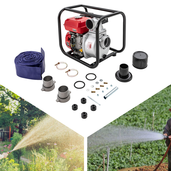 7,5 PK 3" gasaangedreven 4-takt enkele cilinder lucht zelfaanzuigende semi-afvalwaterpomp