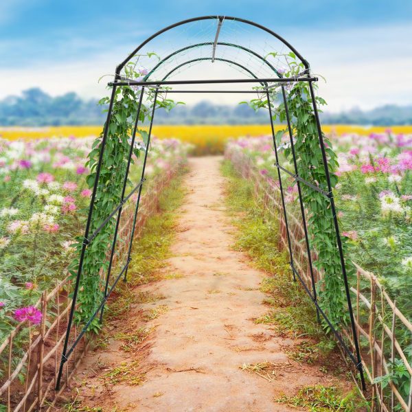 Plantensteun, tuinlatwerk voor planten, plantenklimhulpmiddel, 1,15 x 1,83 x 2,3 m, zwart Plantensteun, tuinlatwerk voor planten, plantenklimhulpmiddel, 1,15 x 1,83 x 2,3 m, zwart