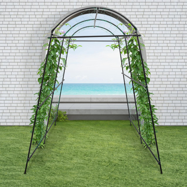 Plantensteun, tuinlatwerk voor planten, plantenklimhulpmiddel, 1,15 x 1,83 x 2,3 m, zwart