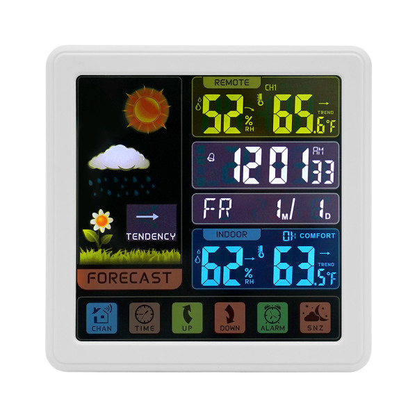 Weerstation met draadloze sensor voor buiten en binnen, weersvoorspelling, temperatuurmonitor