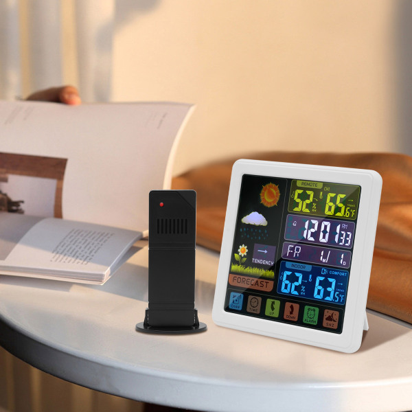 Weerstation met draadloze sensor voor buiten en binnen, weersvoorspelling, temperatuurmonitor