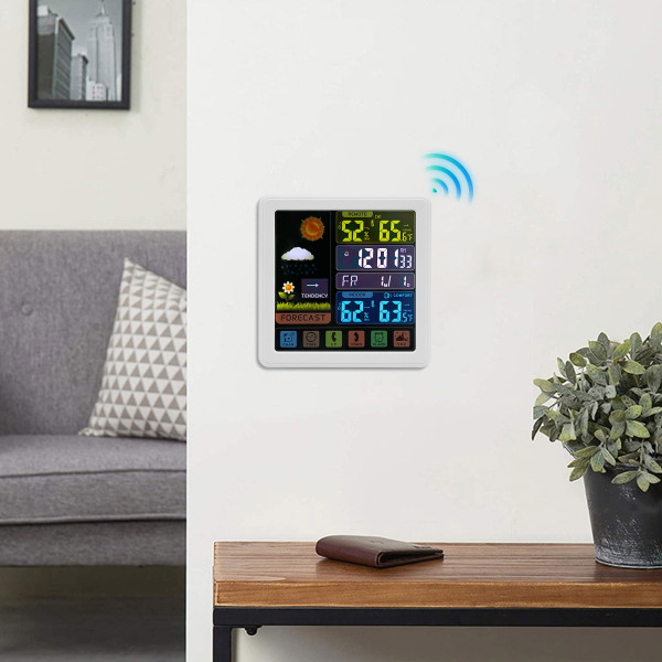 Weerstation met draadloze sensor voor buiten en binnen, weersvoorspelling, temperatuurmonitor