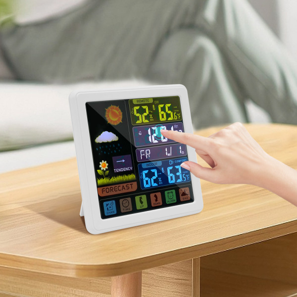 Weerstation met draadloze sensor voor buiten en binnen, weersvoorspelling, temperatuurmonitor
