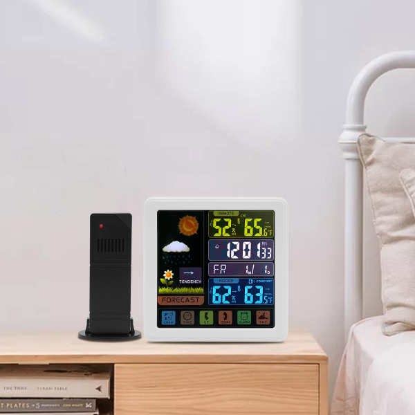 Weerstation met draadloze sensor voor buiten en binnen, weersvoorspelling, temperatuurmonitor