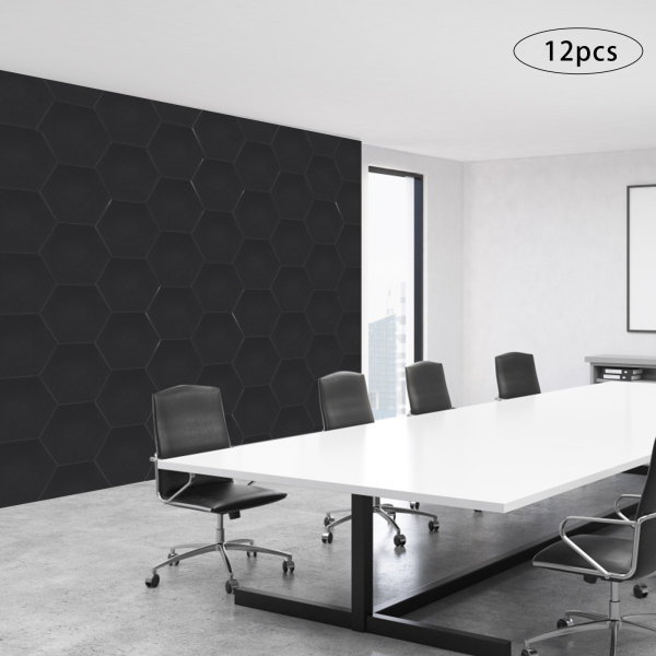 12 stuks, Geluidsabsorberende wand met hoge dichtheid voor wanddecoratie en akoestische behandeling, 30*35cm, Zwart