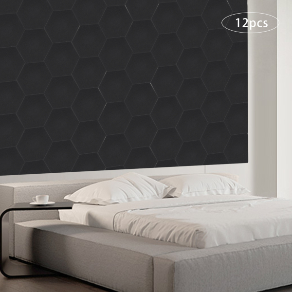 12 stuks, Geluidsabsorberende wand met hoge dichtheid voor wanddecoratie en akoestische behandeling, 30*35cm, Zwart