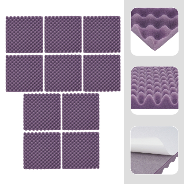 10 stuks geluidsisolatiepanelen, akoestische absorbers, geluidsisolatiematten, paars