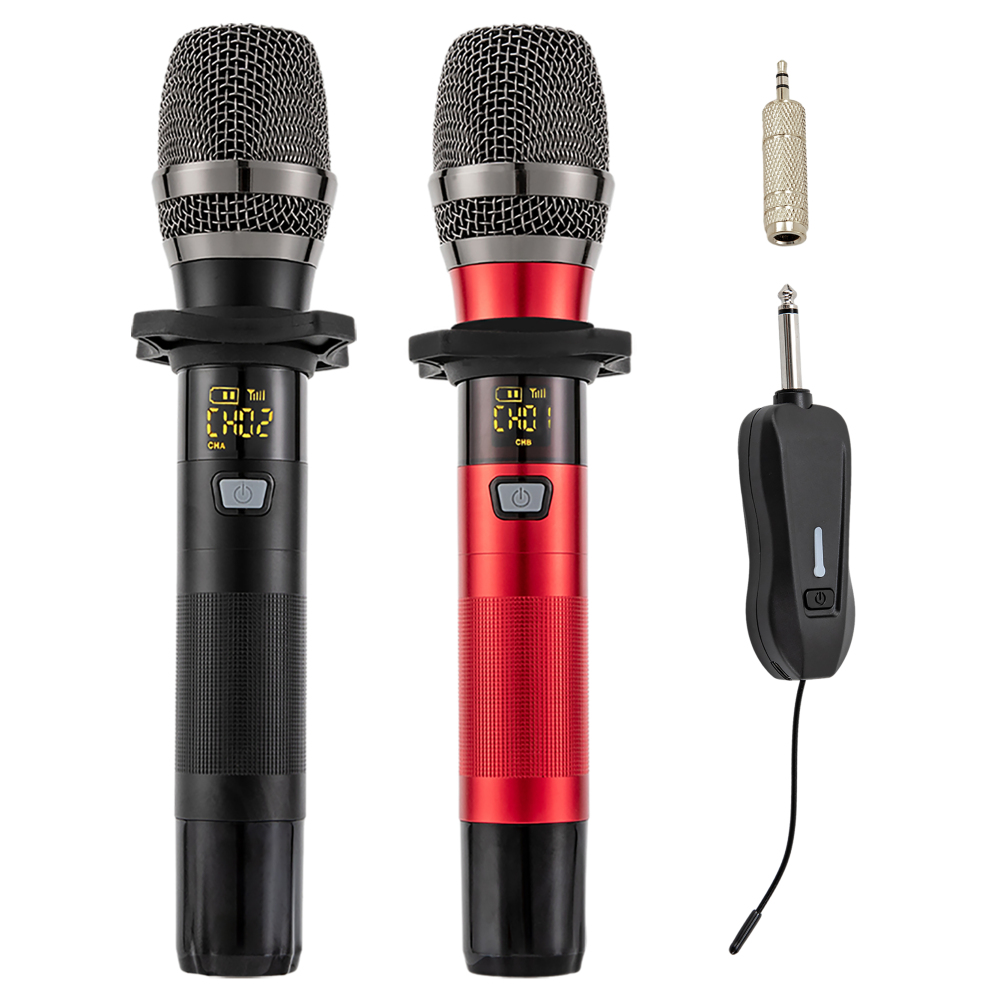 Draadloze microfoon, zangmicrofoons en ontvanger met 25 kanalen, draadloze microfoon voor karaoke zingen bruiloft DJ feesttoespraak kerkklas