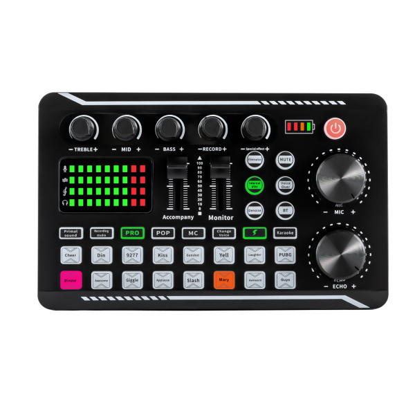 Sound Mixer Effects Board, Bluetooth-compatibele geluidskaart met meerdere geluidseffecten en LED-lampjes